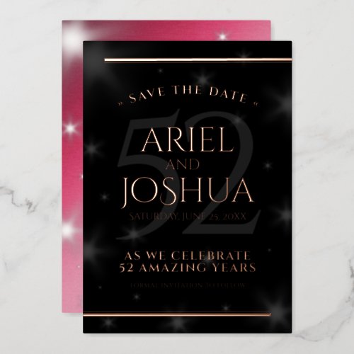 52nd Star Ruby Wedding Anniversary Save the Date Foil Invitation