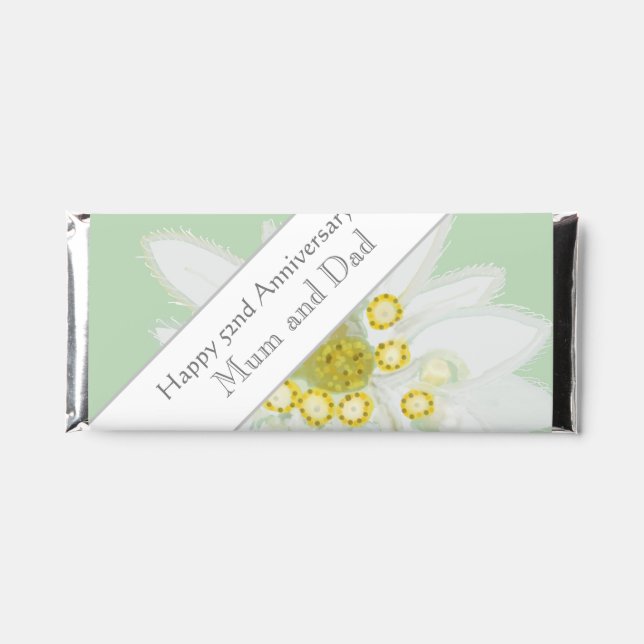 52nd Wedding Anniversary Edelweiss  Hershey Bar Favors (Front)