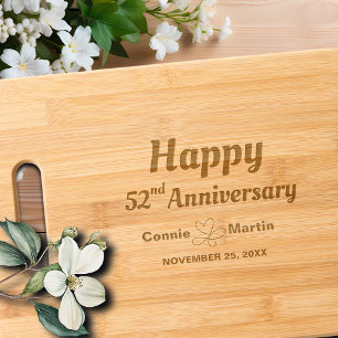 52nd Wedding Anniversary Elegant Engraved Cutting Board