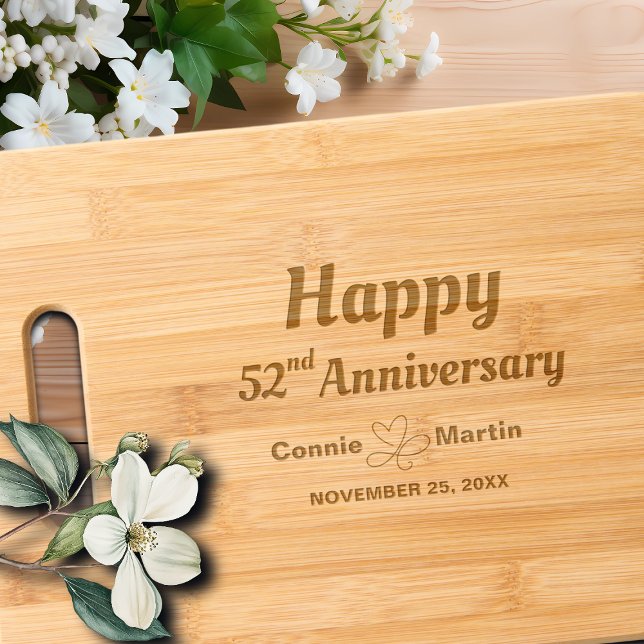 52nd Wedding Anniversary Elegant Engraved Cutting Board (Creator Uploaded)
