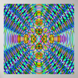 52x52 or Smaller Poster, Psychedelic Blue Gold Poster