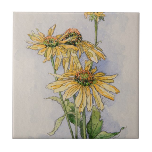 5331 Yellow Coneflowers Ceramic Tile (Front)