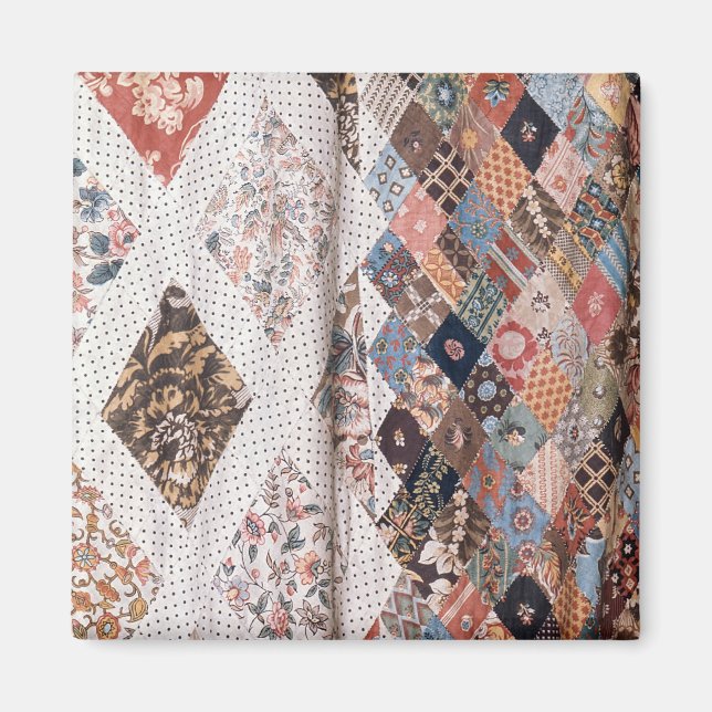 53:Detail of a patchwork quilt made by Mrs Magnet (Front)