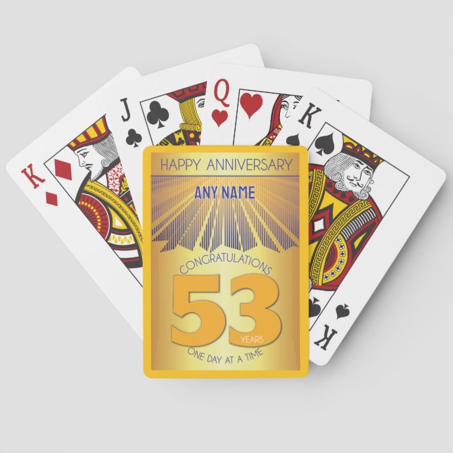 53 Year | Golden Ray 12 Step CUSTOM NAME Poker Cards (Back)