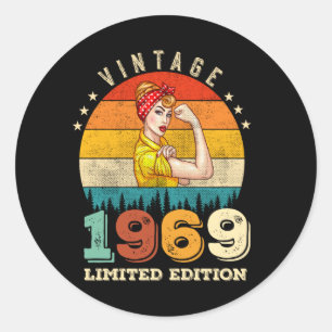 53 Year Old 1969 Vintage Women 53rd Birthday Gift Classic Round Sticker