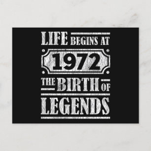 53 Year Old 1972 Birth Of Legend 53rd Birthday Postcard