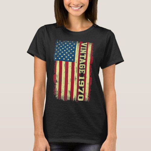 53 Year Old Gifts Vintage 1970 American Flag 53rd  T_Shirt