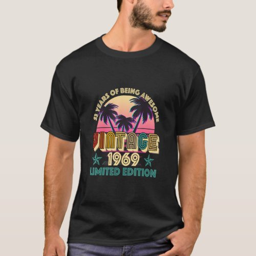 53rd Birthday 53 Years Of Being Awesome 1969 Vinta T_Shirt