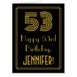 [ Thumbnail: 53rd Birthday: Art Deco Inspired Look “53” + Name Card ]