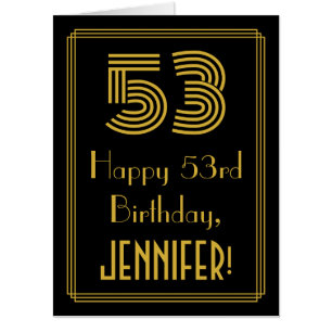53rd Birthday: Art Deco Inspired Look “53” + Name Card