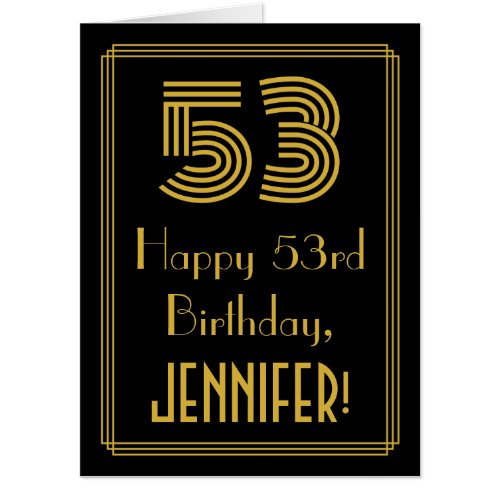 53rd Birthday Art Deco Inspired Look 53  Name Card