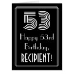 [ Thumbnail: 53rd Birthday — Art Deco Inspired Look “53” + Name Card ]