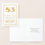 [ Thumbnail: 53rd Birthday: Art Deco Inspired Look "53" & Name Foil Card ]