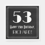 [ Thumbnail: 53rd Birthday ~ Art Deco Inspired Look "53", Name Napkins ]