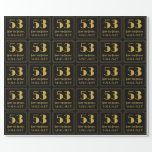 [ Thumbnail: 53rd Birthday ~ Art Deco Inspired Look "53", Name Wrapping Paper ]