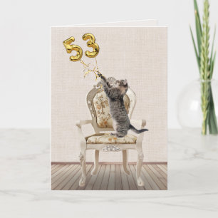 53rd Birthday Balloons and Tabby Cat Card