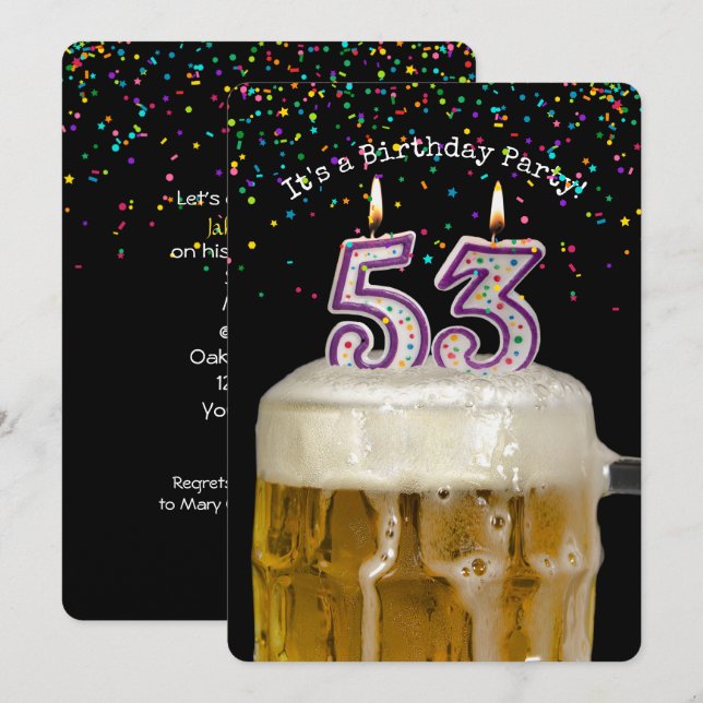 53rd Birthday Beer Party Invitation (Front/Back)