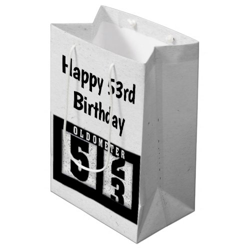 53rd Birthday Black Odometer   Medium Gift Bag