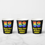 [ Thumbnail: 53rd Birthday: Colorful, Fun, Exciting, Rainbow 53 Paper Cups ]