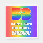 [ Thumbnail: 53rd Birthday: Colorful, Fun Rainbow Pattern # 53 Napkins ]