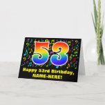 [ Thumbnail: 53rd Birthday: Colorful Music Symbols & Rainbow 53 Card ]