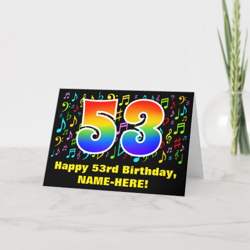 53rd Birthday Colorful Music Symbols  Rainbow 53 Card