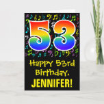 [ Thumbnail: 53rd Birthday: Colorful Music Symbols + Rainbow 53 Card ]