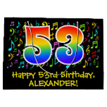 [ Thumbnail: 53rd Birthday - Colorful Music Symbols, Rainbow 53 Gift Bag ]