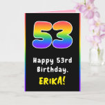 [ Thumbnail: 53rd Birthday: Colorful Rainbow # 53, Custom Name Card ]