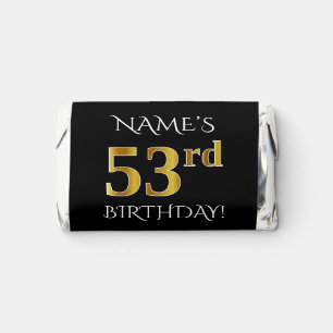 53rd Birthday — Elegant, Faux Gold Look 53 + Name Hershey's Miniatures