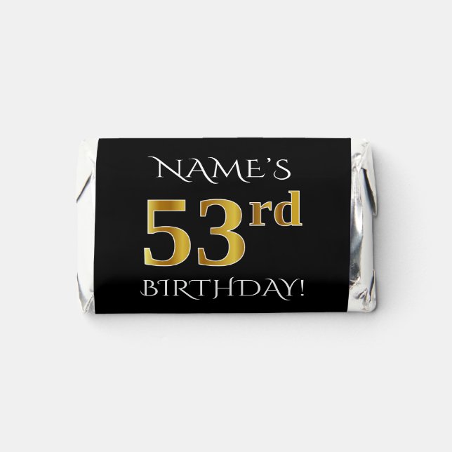 53rd Birthday — Elegant, Faux Gold Look 53 + Name Hershey's Miniatures (Front)