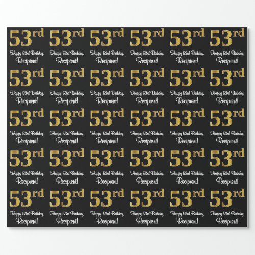 53rd Birthday Elegant Luxurious Faux Gold Look  Wrapping Paper
