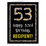 [ Thumbnail: 53rd Birthday: Floral Flowers Number “53” + Name Card ]