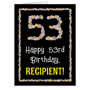 53rd Birthday: Floral Flowers Number “53” + Name Card