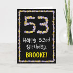 [ Thumbnail: 53rd Birthday: Floral Flowers Number, Custom Name Card ]