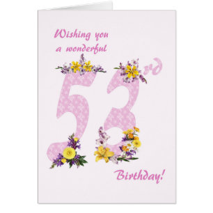 53rd Birthday Flower Decorated Numbers