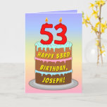[ Thumbnail: 53rd Birthday — Fun Cake & Candles, W/ Custom Name Card ]
