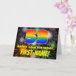 [ Thumbnail: 53rd Birthday: Fun, Colorful Celebratory Fireworks Card ]