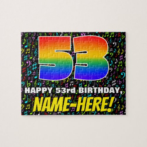 53rd Birthday  Fun Colorful Music Symbols  53 Jigsaw Puzzle