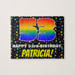 [ Thumbnail: 53rd Birthday — Fun, Colorful Star Field Pattern Jigsaw Puzzle ]