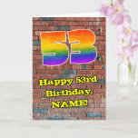 [ Thumbnail: 53rd Birthday: Fun Graffiti-Inspired Rainbow 53 Card ]