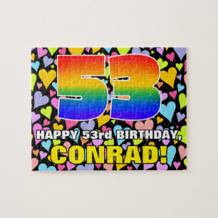 53rd Birthday — Fun, Loving Heart Shapes + “53” Jigsaw Puzzle