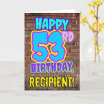 [ Thumbnail: 53rd Birthday - Fun, Urban Graffiti Inspired Look Card ]