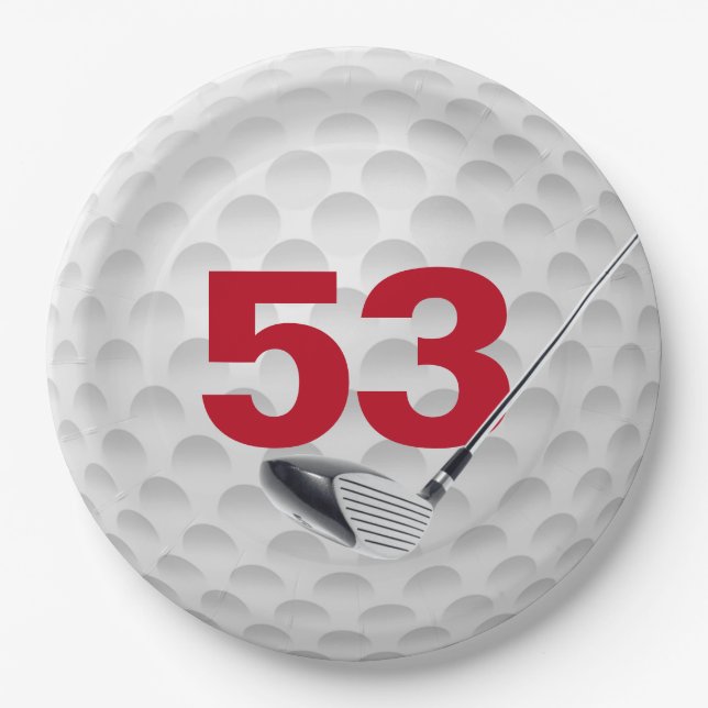 53rd Birthday Golf Ball Design  Paper Plates (Front)