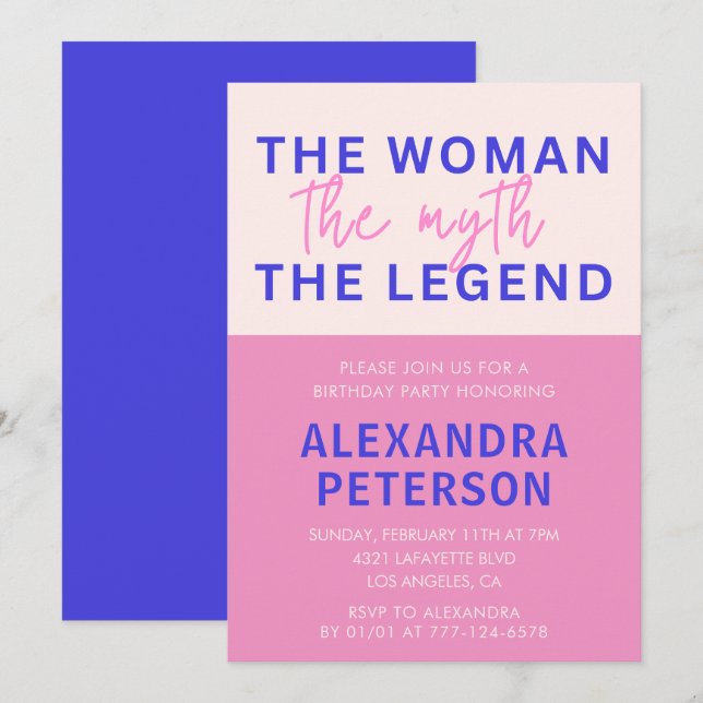 53rd birthday invitations Humor Woman Myth Legend (Front/Back)