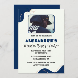 53rd birthday invitations Men Navy Simple Photo