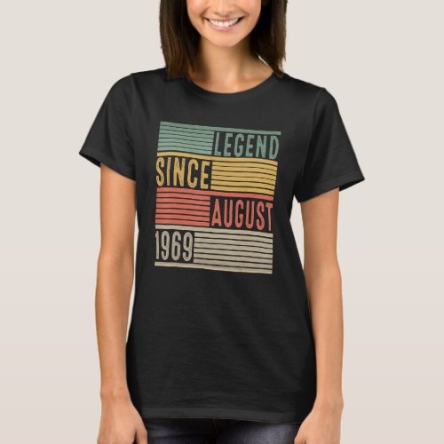 53rd Birthday  Legend Since August 1969 53 Years O T_Shirt