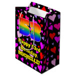 [ Thumbnail: 53rd Birthday: Loving Hearts Pattern, Rainbow # 53 Gift Bag ]