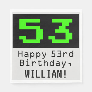 53rd Birthday - Nerdy / Geeky Style "53" & Name Napkins