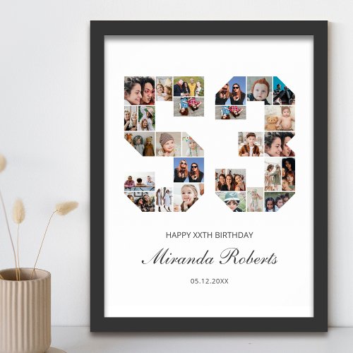 53rd Birthday Number 53 Custom Photo Collage Poster